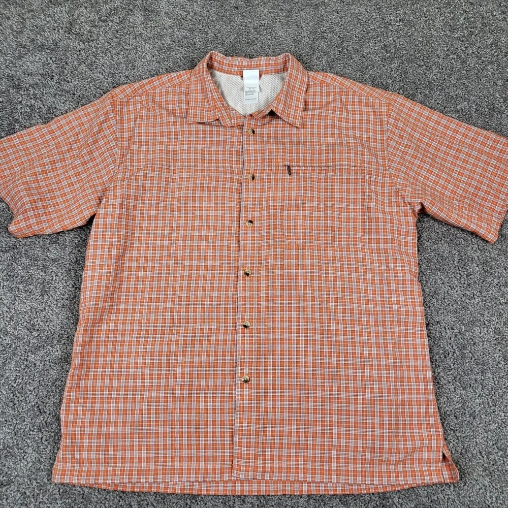The North Face Shirt Mens XL Orange Plaid Excellent Short Sleeve ANM1 Tactical
